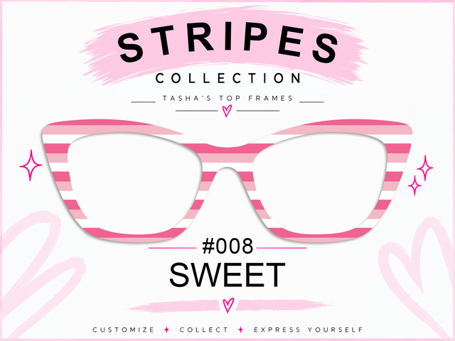 Sweet pink and white striped premium metal topper