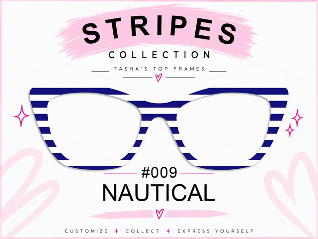 Nautical blue and white striped premium metal topper