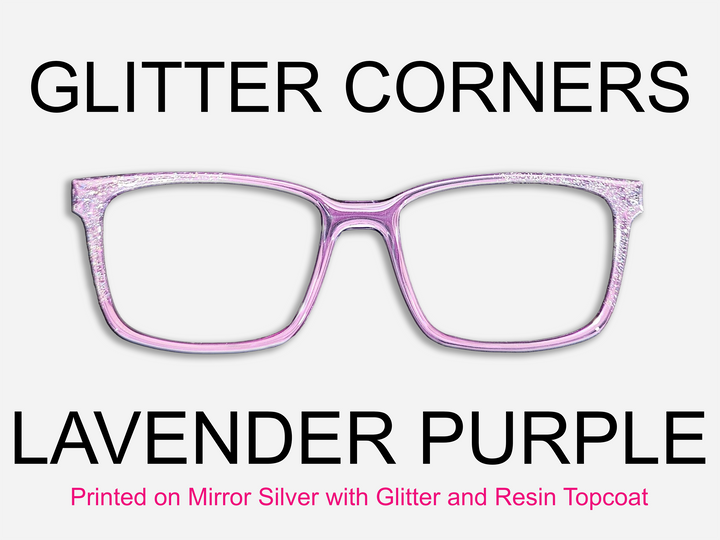 Lavender Purple with Holographic Glitter Corners & Resin Topcoat Metal Topper
