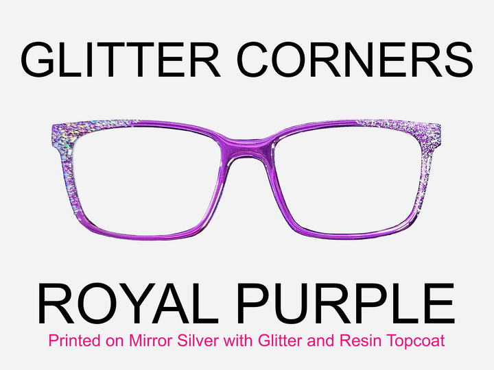 Royal Purple with Holographic Glitter Corners & Resin Topcoat Metal Topper