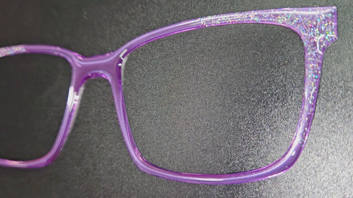 Lavender Purple with Holographic Glitter Corners & Resin Topcoat Metal Topper